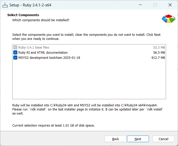 RubyInstaller Install options